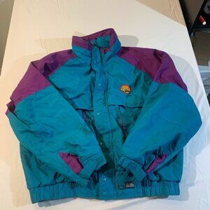 Vintage Sierra Sport Teal and Purple Shaw Cable Ski Jacket